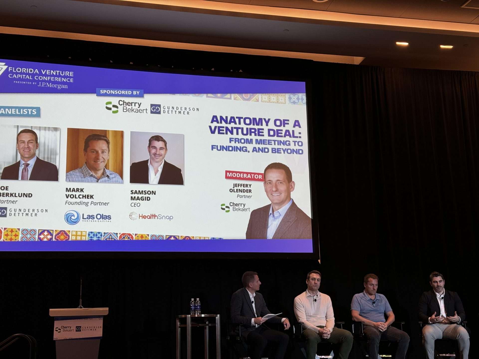 Key insights from a Florida Venture Capital Conference panel on venture deals, featuring Samson Magid, Mark Volchek, and Joe Berklund.